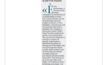 Peter Pan e la “promessa” ai piccoli malati. Articolo sul Corriere della Sera del 9 giugno
