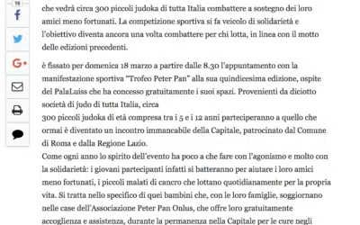 Trofeo Peter Pan, al via la quindicesima edizione