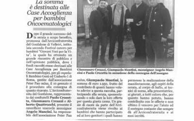 L’Artemisio – “Giovani voci per la vita” l’Arciconfraternita del Gonfalone di Velletri dona il ricavato del festival a Peter Pan onlus