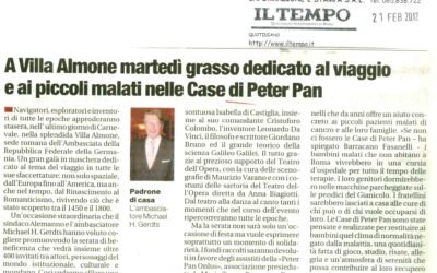 A Villa Almone martedì grasso dedicato al viaggio e ai piccoli malati nelle Case di Peter Pan