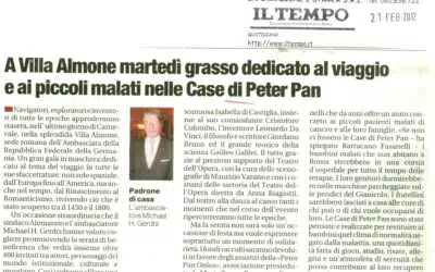 A Villa Almone martedì grasso dedicato al viaggio e ai piccoli malati nelle Case di Peter Pan