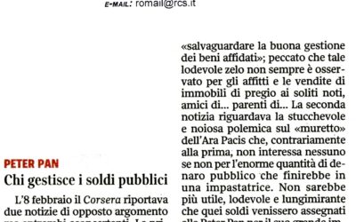 Corriere della Sera “Peter Pan. Chi gestisce i soldi pubblici”