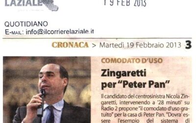 Comodato d’uso Zingaretti per Peter Pan