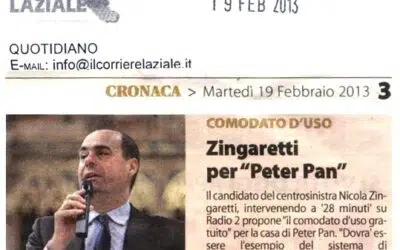 Comodato d’uso Zingaretti per Peter Pan