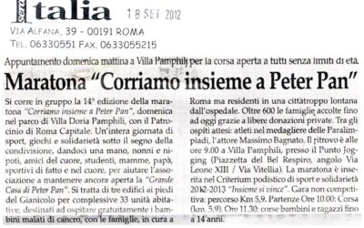 Italia Sera “Corriamo insieme a Peter Pan”