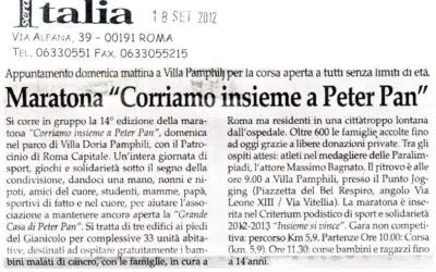 Italia Sera “Corriamo insieme a Peter Pan”