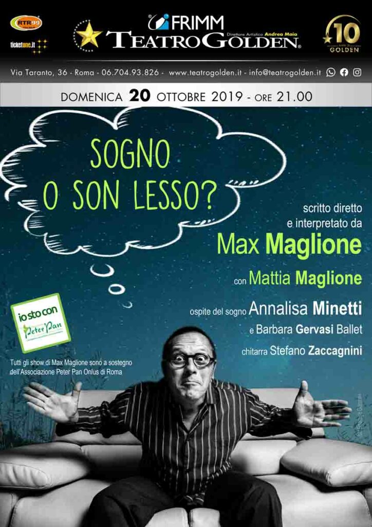 Max Maglione stagione teatro Golden Sogno o son Lesso