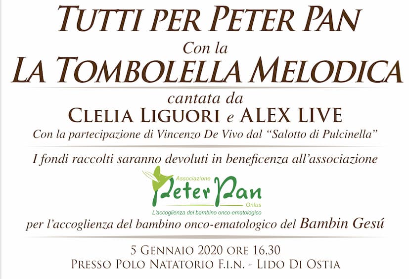 Partecipa alla Tombolella Melodica a sostegno di Peter Pan